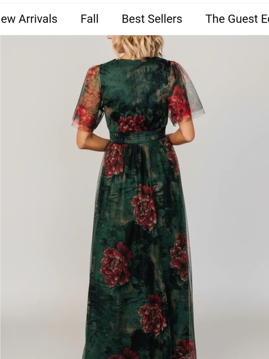 Baltic Born Dresses & Skirts - Baltic Born Deep Green Maxi Dress with Red Floral Accents
